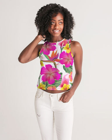 Hibiscus Paradise Floral Women’s Cropped Tank Top