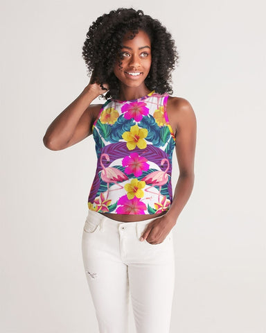 Floral Flamingos Women’s Cropped Tank Top