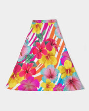 Island Flowers Women’s A Line Midi Skirt