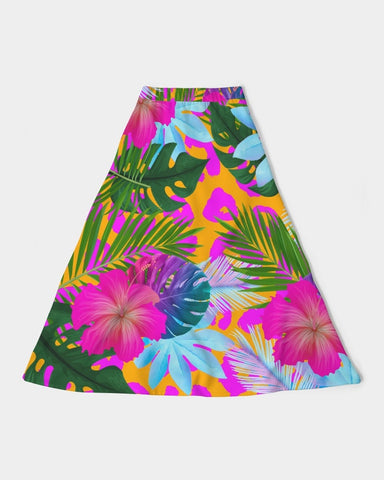 Floral Tropical Women’s A Line Midi Skirt