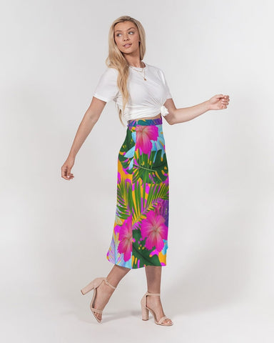 Floral Tropical Women’s A Line Midi Skirt