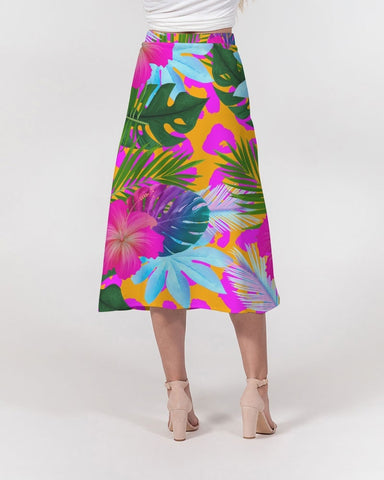 Floral Tropical Women’s A Line Midi Skirt