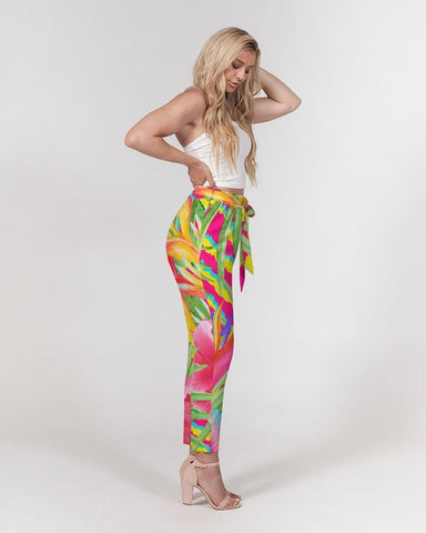 Paradise Island Floral Women's Belted Tapered Pants