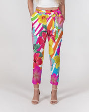 Island Flowers Women's Belted Tapered Pants