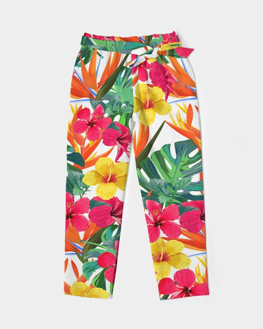 Bird of Paradise Floral Women's Belted Tapered Pants