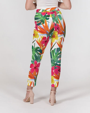 Bird of Paradise Floral Women's Belted Tapered Pants