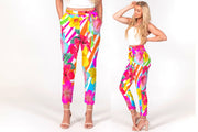 Island Flowers Women's Belted Tapered Pants