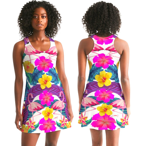 Floral Flamingos Racerback Dress