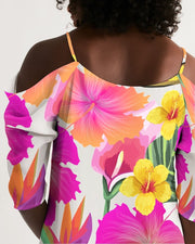 Hibiscus Floral Cold Shoulder Dress