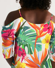 Bird of Paradise Floral Cold Shoulder Dress