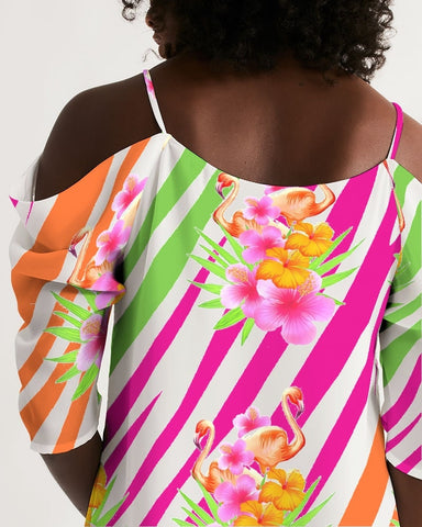 Flamingo Fiesta Cold Shoulder Dress