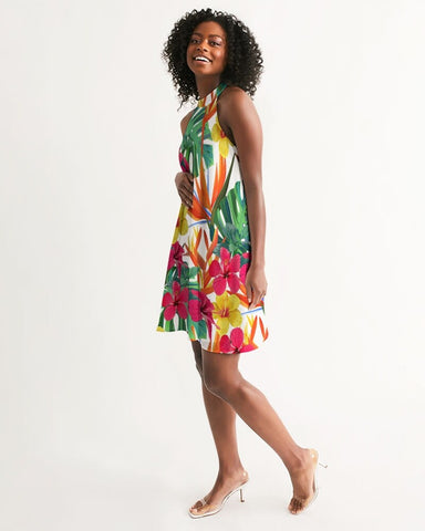 Bird of Paradise Floral Halter Dress