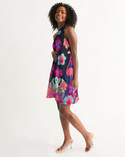 Floral Hibiscus Flamingos Halter Dress