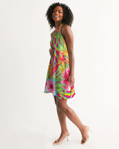 Paradise Island Floral Halter Dress