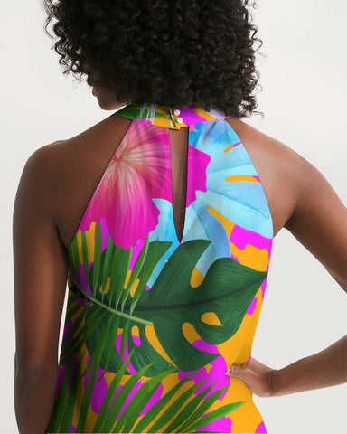 Floral Tropical Halter Dress