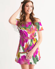 Hibiscus Paradise Floral Off Shoulder Dress