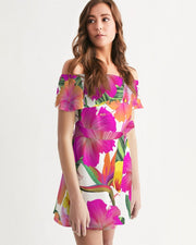 Hibiscus Paradise Floral Off Shoulder Dress