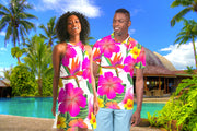 Hibiscus Paradise Floral Matching Couples Outfits