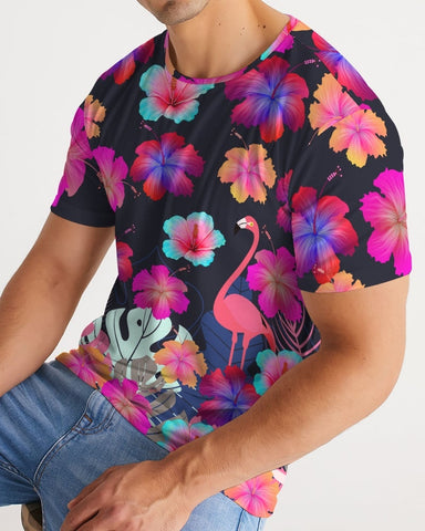 Floral Hibiscus Flamingos Matching Couples Outfits