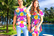 Floral Flamingos Matching Couples Outfits