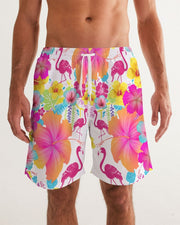 FLAMINGO HIBISCUS FLORAL COUPLES MATCHING SWIMSUITS