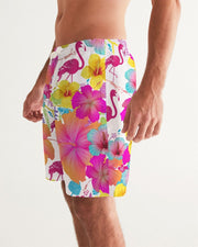 FLAMINGO HIBISCUS FLORAL COUPLES MATCHING SWIMSUITS