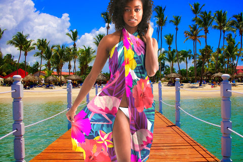 Floral Flamingos Swimsuit Cover Up