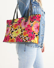 TROPICAL ANIMAL PRINT FLORAL TOTE BAG