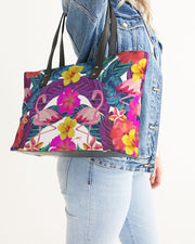 FLORAL FLAMINGOS TOTE BAG