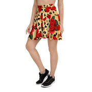 ANIMAL PRINT RED ROSES SKATER SKIRT