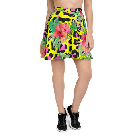 ANIMAL PRINT HIBISCUS SKATER SKIRT