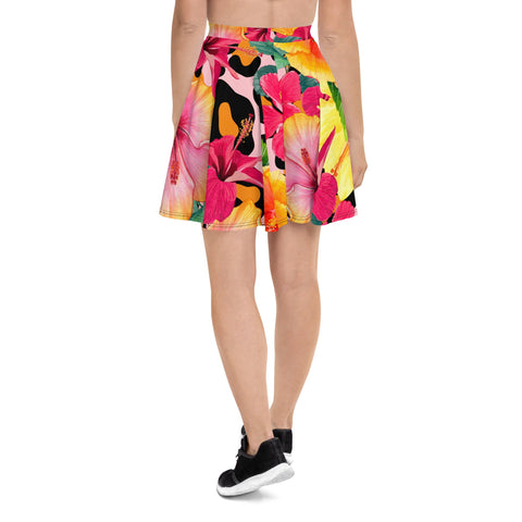 ANIMAL PRINT ISLAND FLOWERS SKATER SKIRT