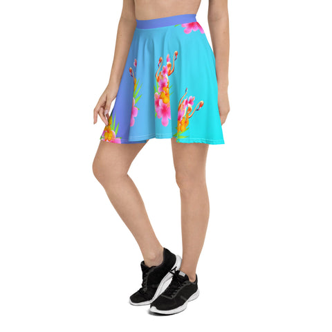 BAHAMA BLUE OMBRE FLAMINGOS SKATER SKIRT