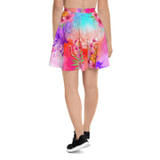 FLAMINGOS CORAL WATERCOLOR OMBRE SKATER SKIRT