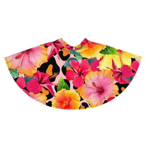 ANIMAL PRINT ISLAND FLOWERS SKATER SKIRT