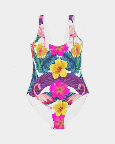 Floral Flamingos Women's One Piece Swimsuit