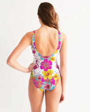 Flamingos Hibiscus Floral Women's One-Piece Swimsuit