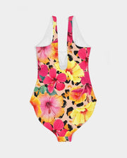 Animal Print Island Flowers Women's One-Piece Swimsuit