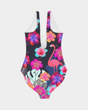 Floral Hibiscus Flamingos Women's One Piece Swimsuit