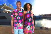 Floral Hibiscus Flamingo Matching Couples Wear