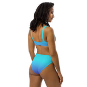 Bahama Blue Ombre Women's High Waist Bikini Swimsuit Set