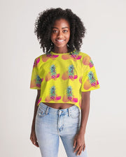 Pineapple Paradise Yellow Women's Cropped Top