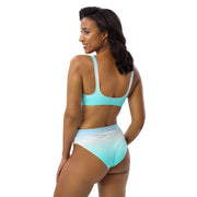 Ocean Blue Ombre Women's High Waist Bikini Swimsuit Set