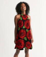 Red Roses Halter Dress