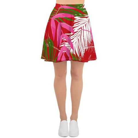 TROPICAL LEAVES RED SKATER SKIRT