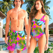 TROPICAL FLORAL COUPLES SWIMSUITS