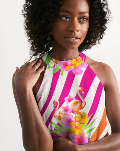 Flamingo Fiesta Halter Dress