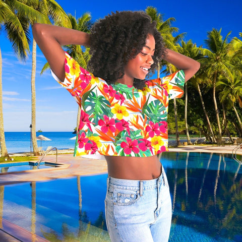 Bird of Paradise Floral Women's Cropped Top