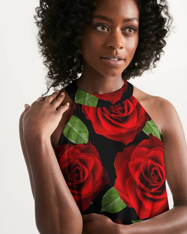 Red Roses Halter Dress